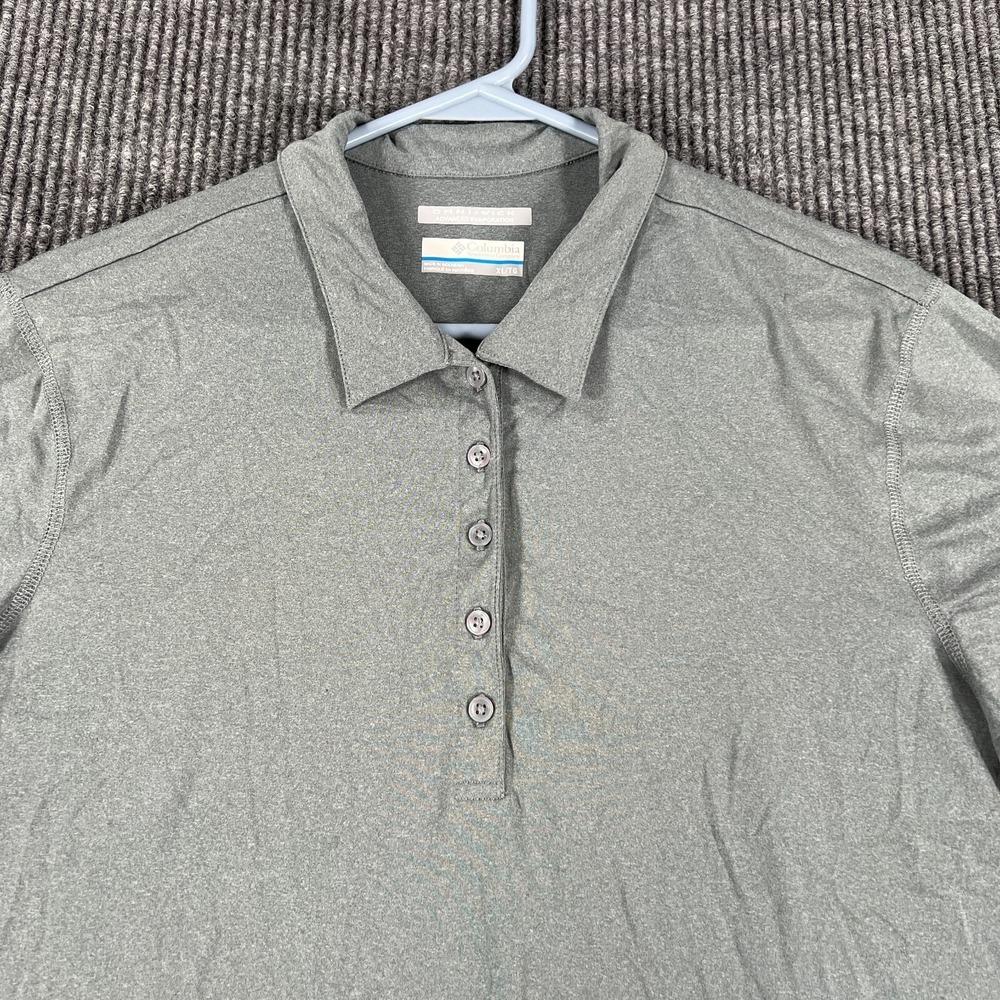 Columbia Polo Shirt Womens XL Extra Large Gray Short Sleeve Outdoor Hiking